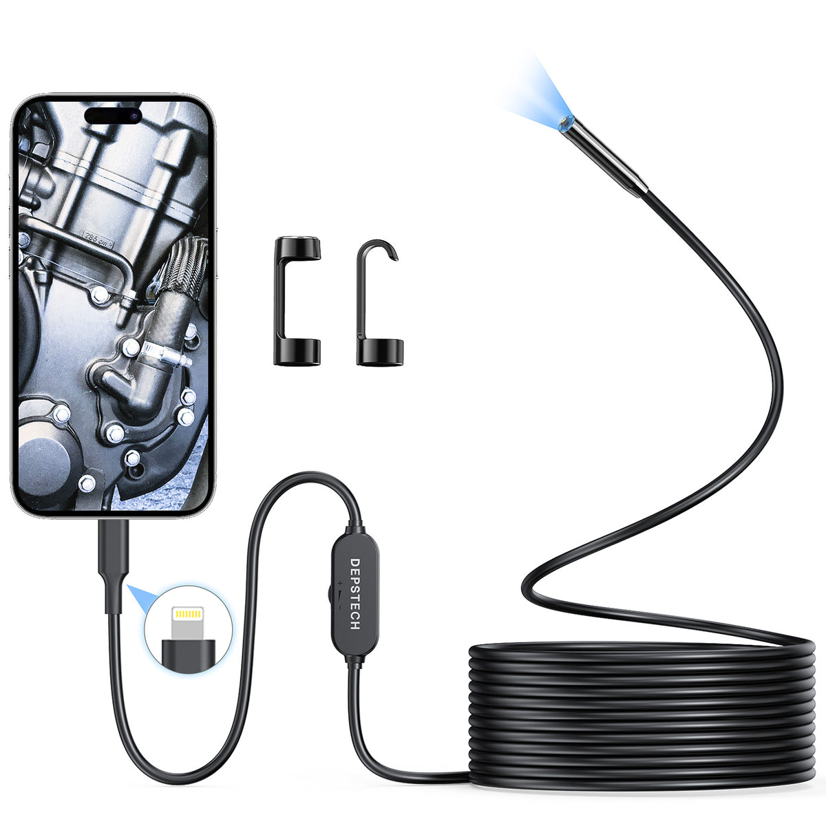 Endoscope Camera with Light, Waterproof Snake Camera for iPhone and iPad