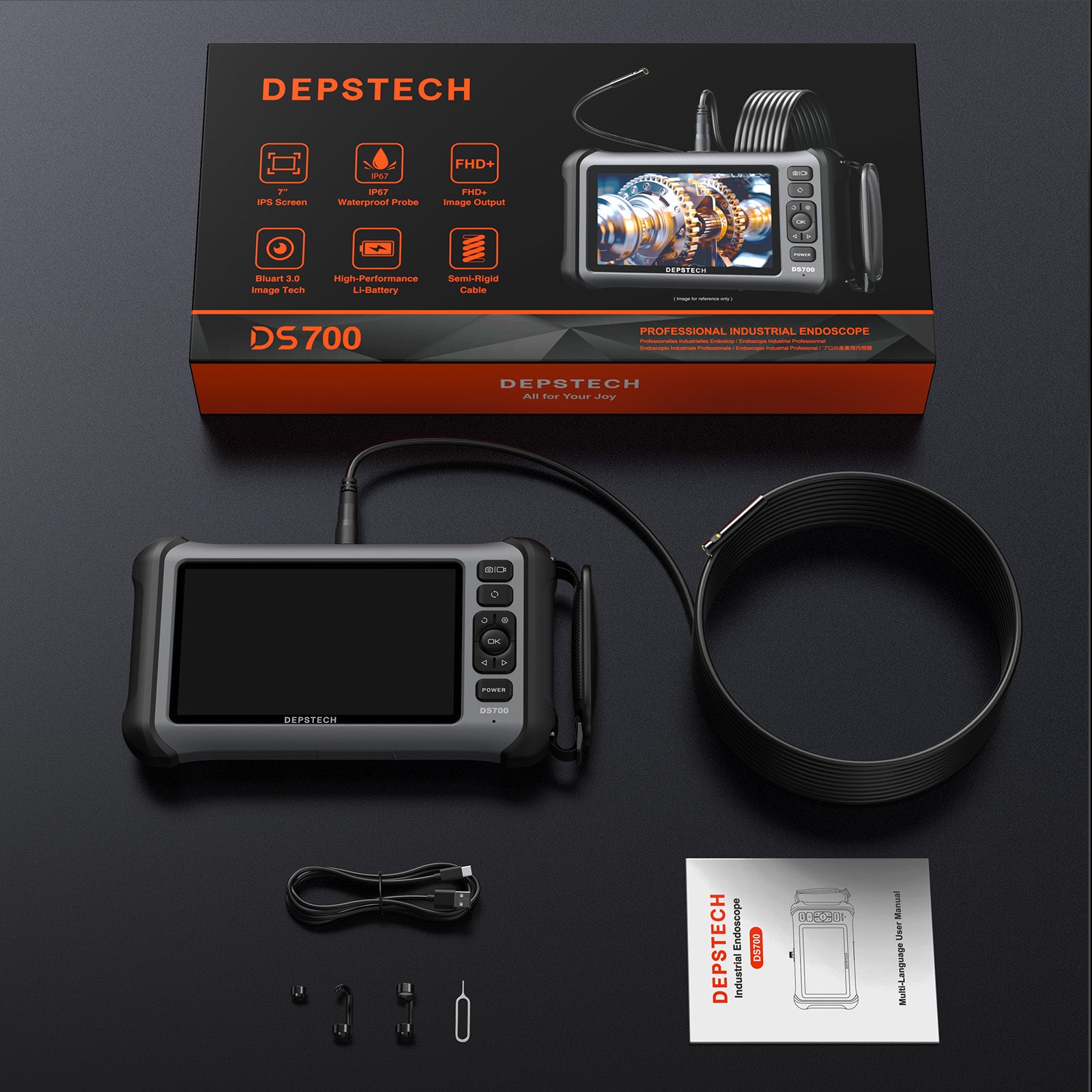 DEPSTECH DS700 Triple Lens Borescope Camera with 7'' IPS Screen