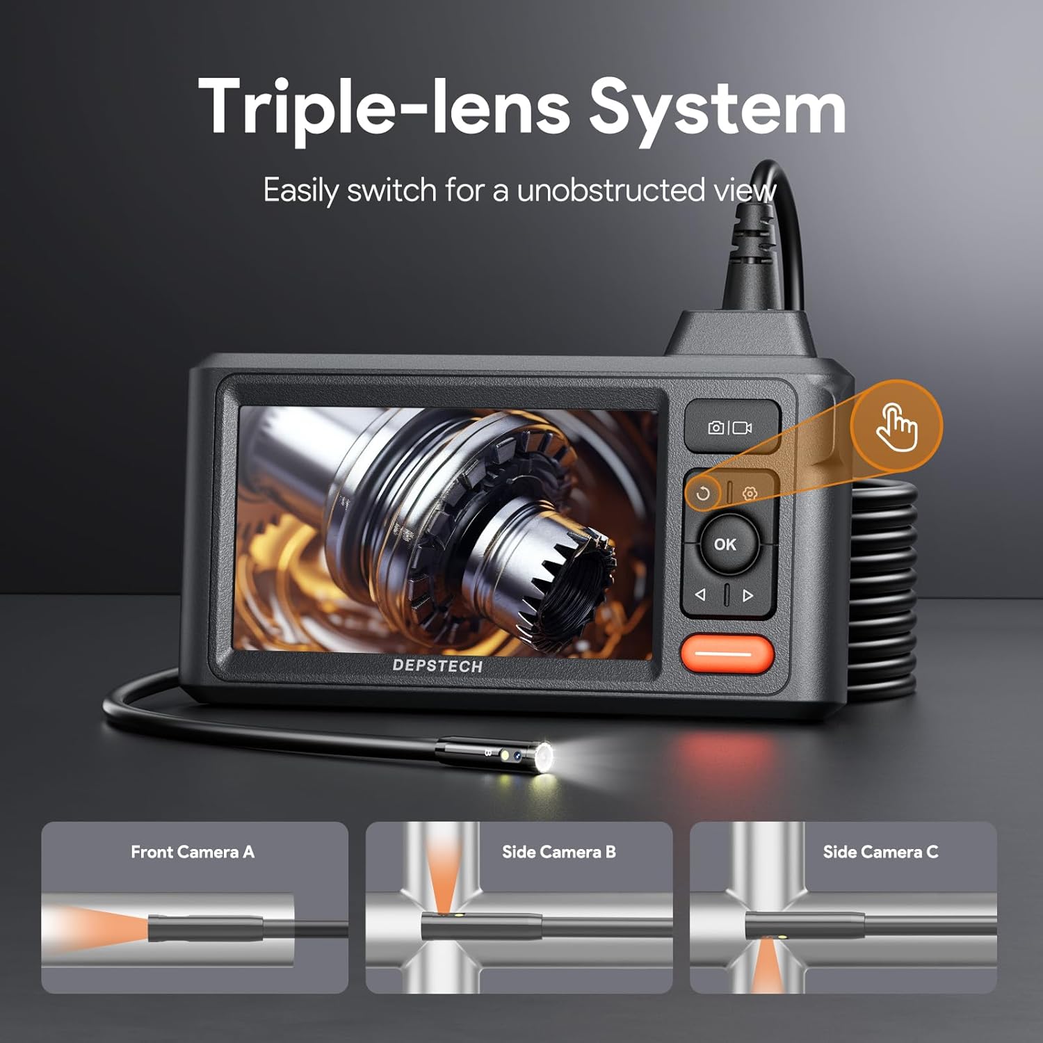 Endroscope Camera DEPSTECH Inspection Endoscope Camera with Lights: Triple Lens 5