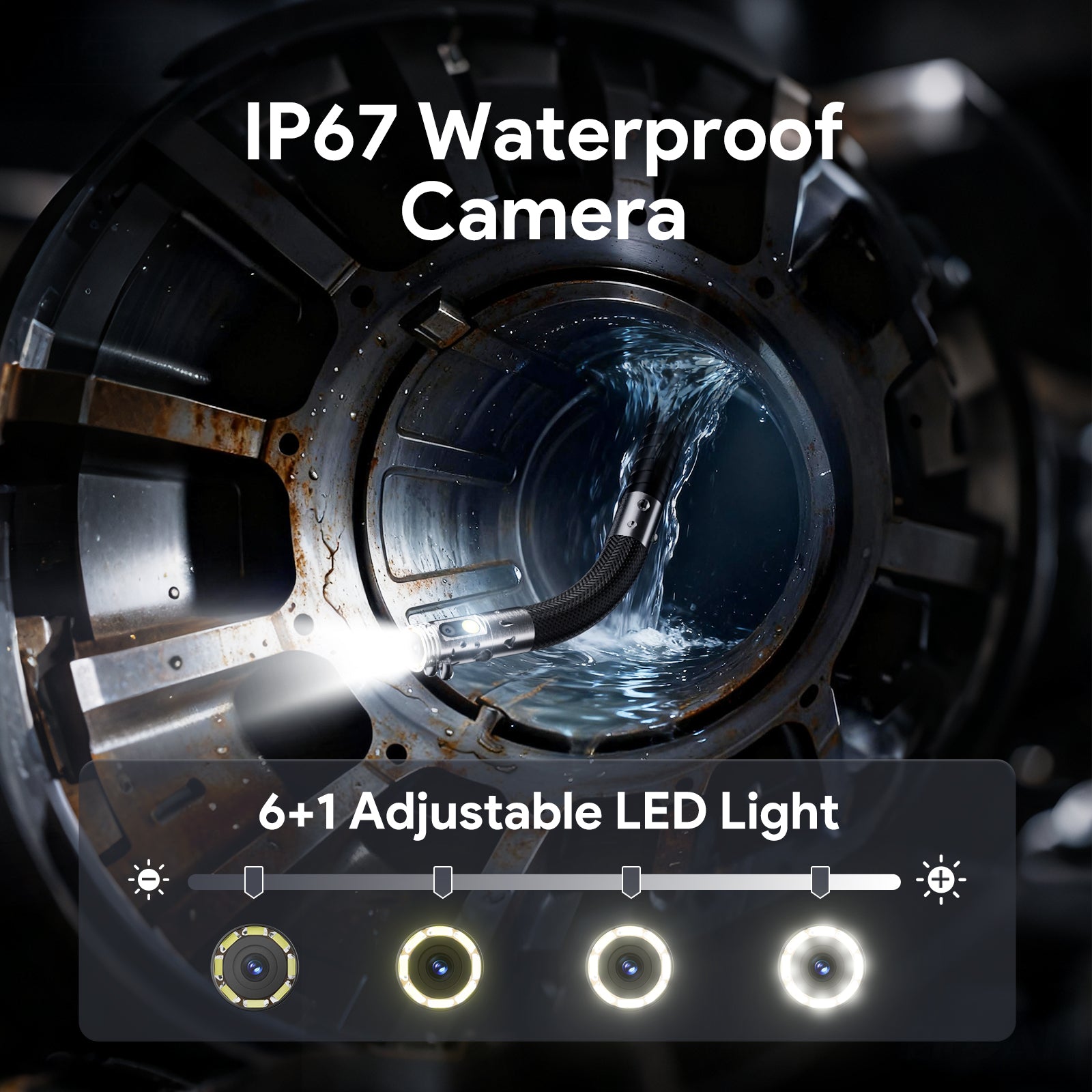 DS660 Dual Lens Borescope Camera with Light, Two-Way Articulating Borescope, 5