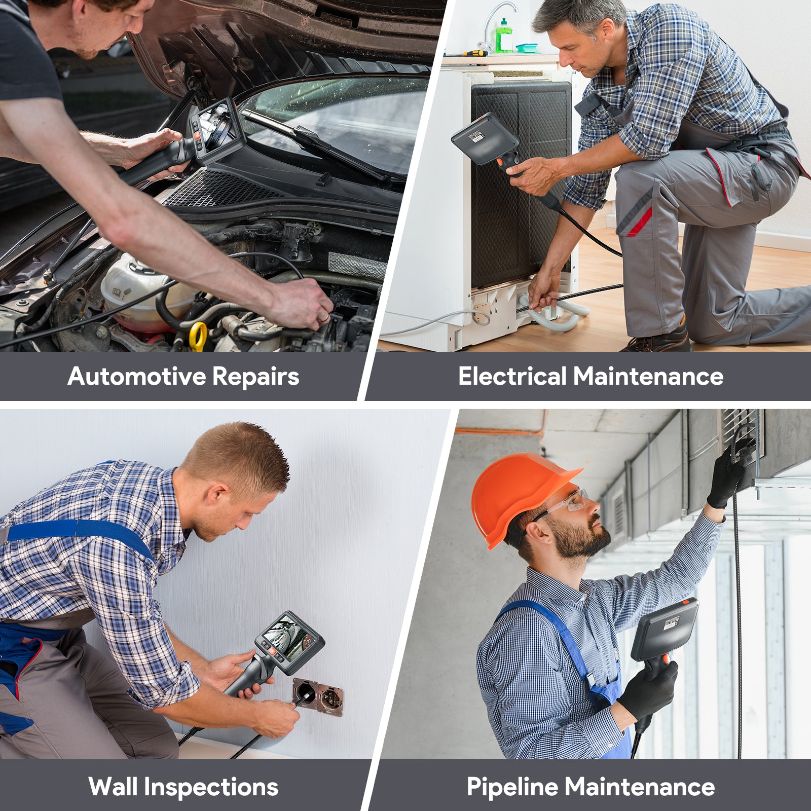 DS660 Dual Lens Borescope Camera with Light, Two-Way Articulating Borescope, 5