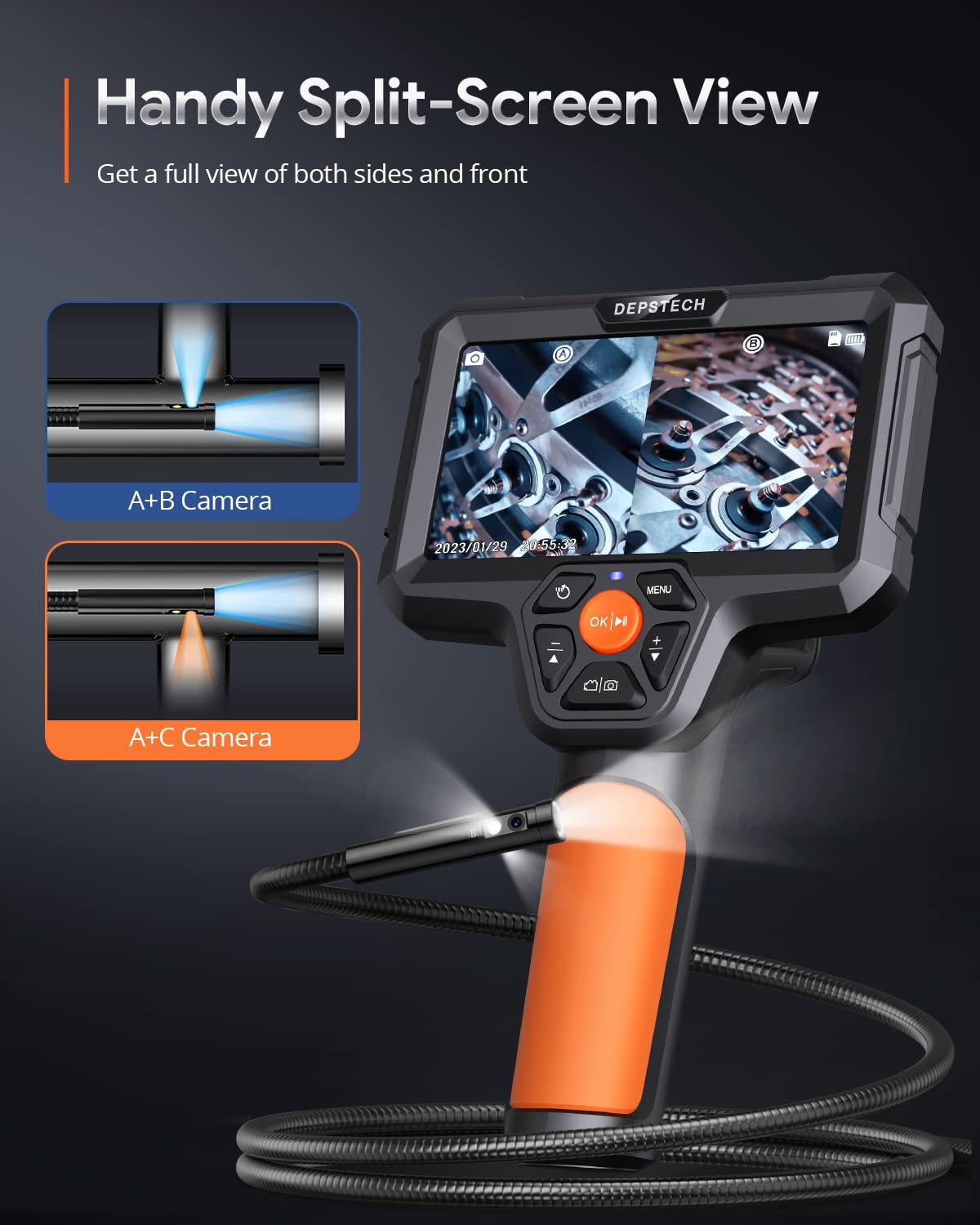 DEPSTECH DS580 Triple Lens Borescope Inspection Camera