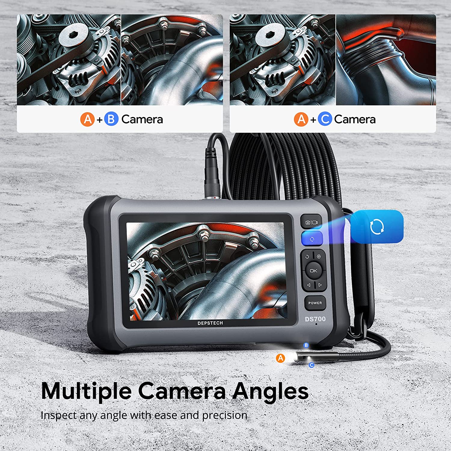 DEPSTECH DS700 Triple Lens Borescope Camera with 7'' IPS Screen