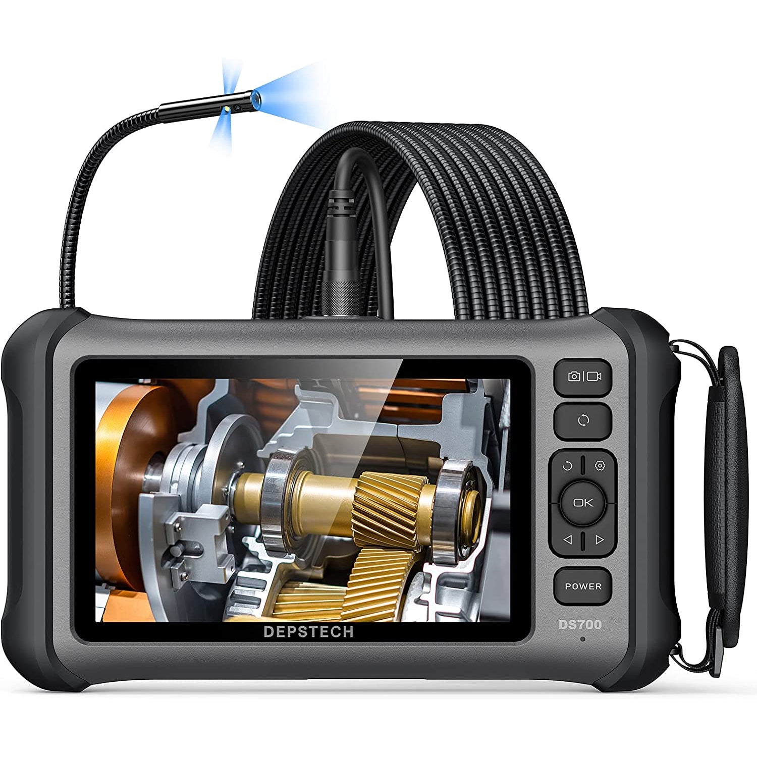 Triple Lens Borescope with 7'' IPS Screen, 1080p Endoscope Camera with Light