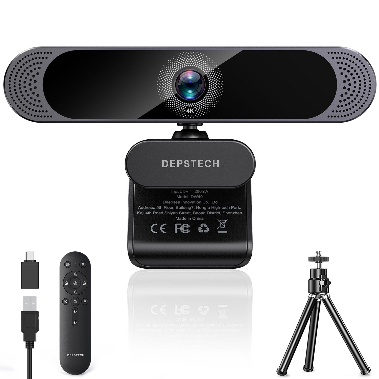 DEPSTECH DW49 Pro 3X Zoomable 4K Webcam With Remote