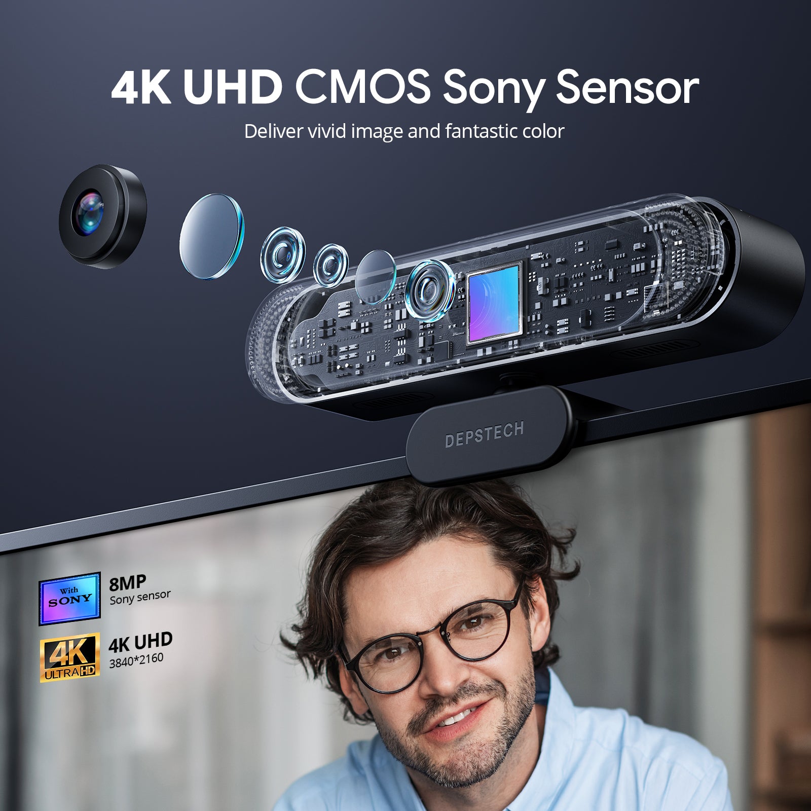 DEPSTECH DW49 Pro 3X Zoomable 4K Webcam with Remote