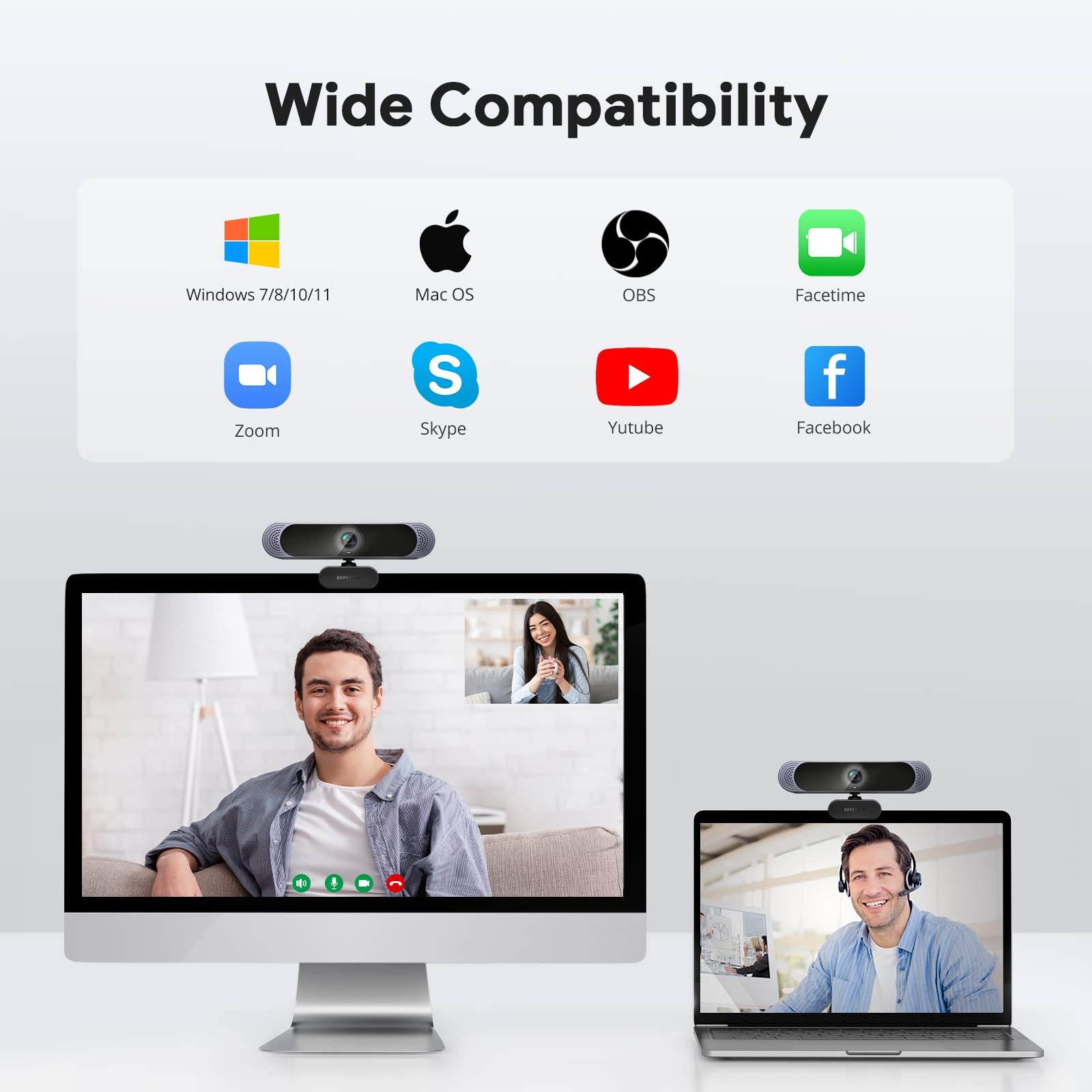 DEPSTECH DW49 PRO 4K Webcam, Ultra HD 1/2.55'' Sony Sensor 3X Digital Zoom Autofocus, Dual Noise-Canceling Microphones, Remote Control, 80° FOV, Streaming Webcam for PC Mac Laptop Video Call Zoom Skype Teams