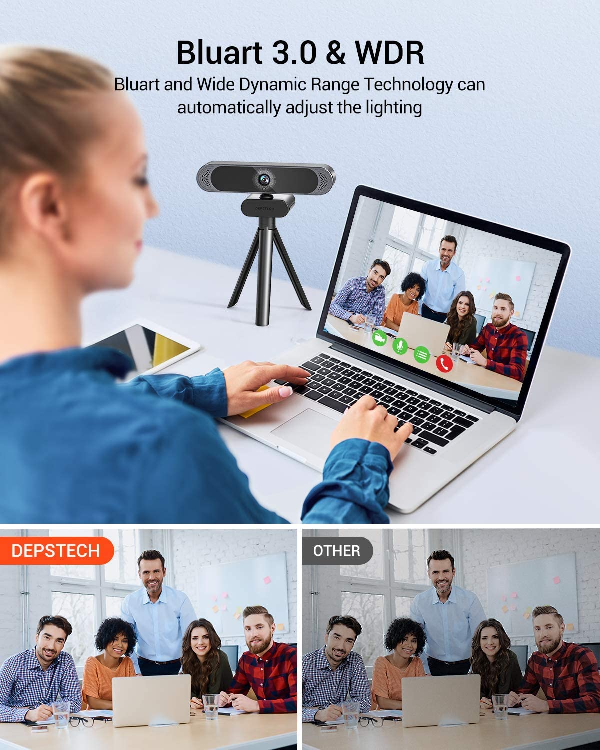 4K HD Webcam with Microphone Autofocus Noise-Canceling