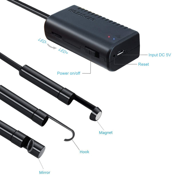 2.0 Megapixels Wireless Endoscope, IP67 Waterproof 11.5ft