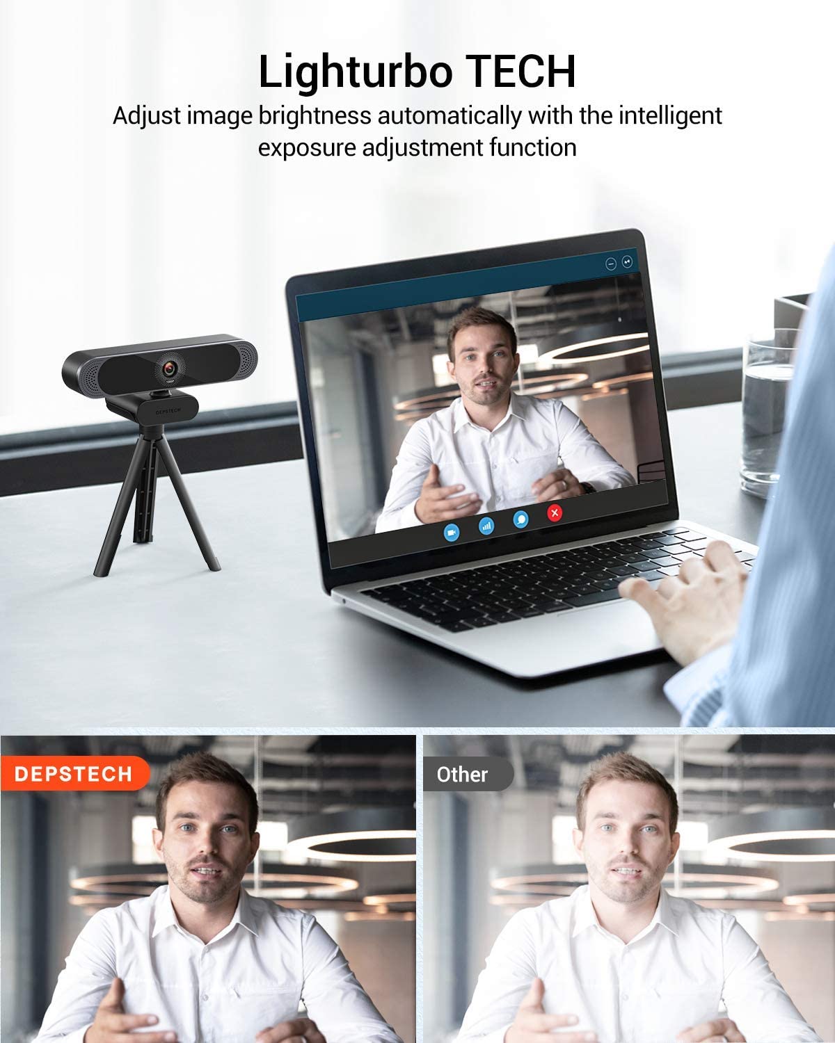 1080p-HD-Webcam mit Mikrofon-Sichtschutzabdeckung und Stativ