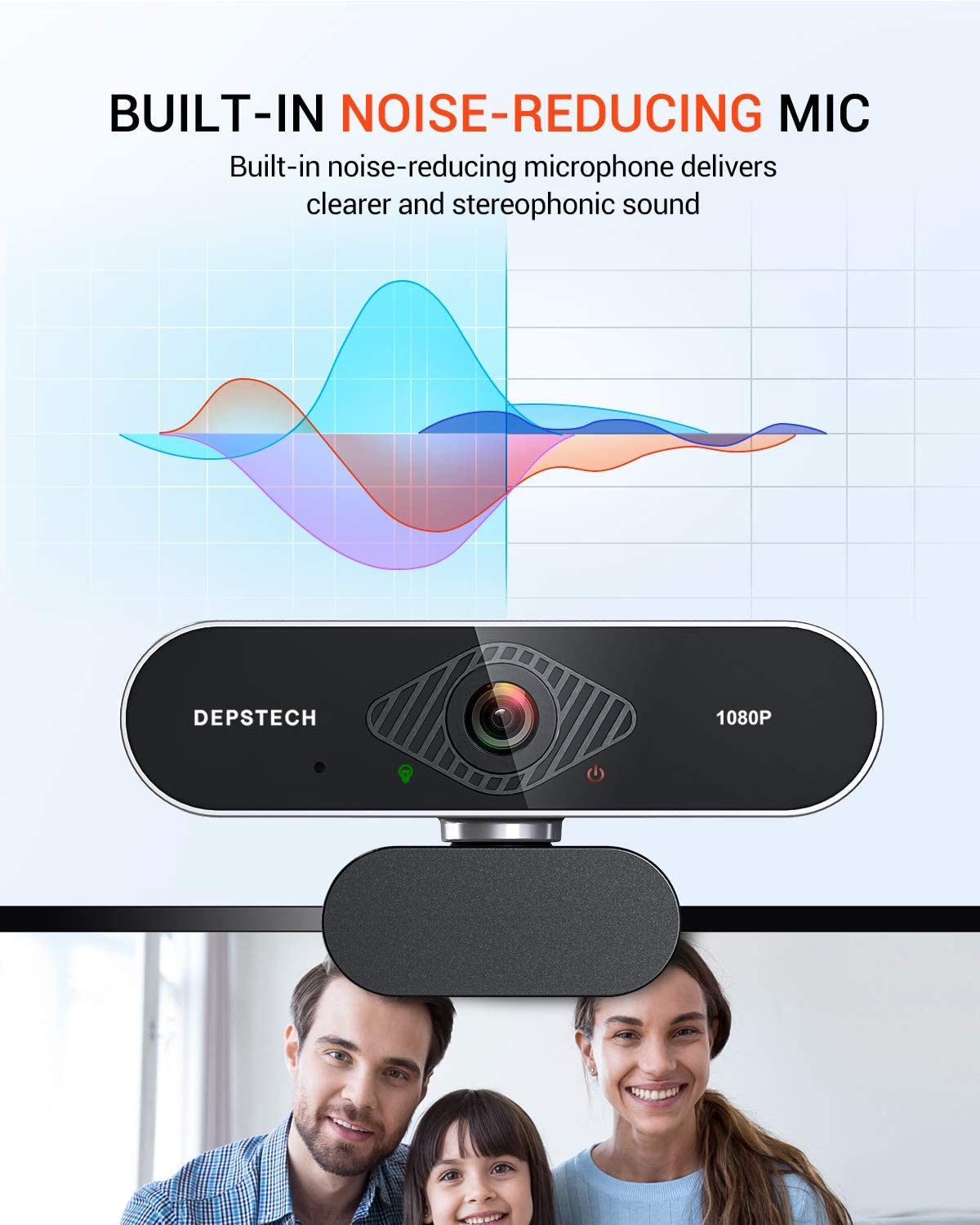 Webcam mit Mikrofon, 1080p HD mit automatischer Lichtkorrektur 