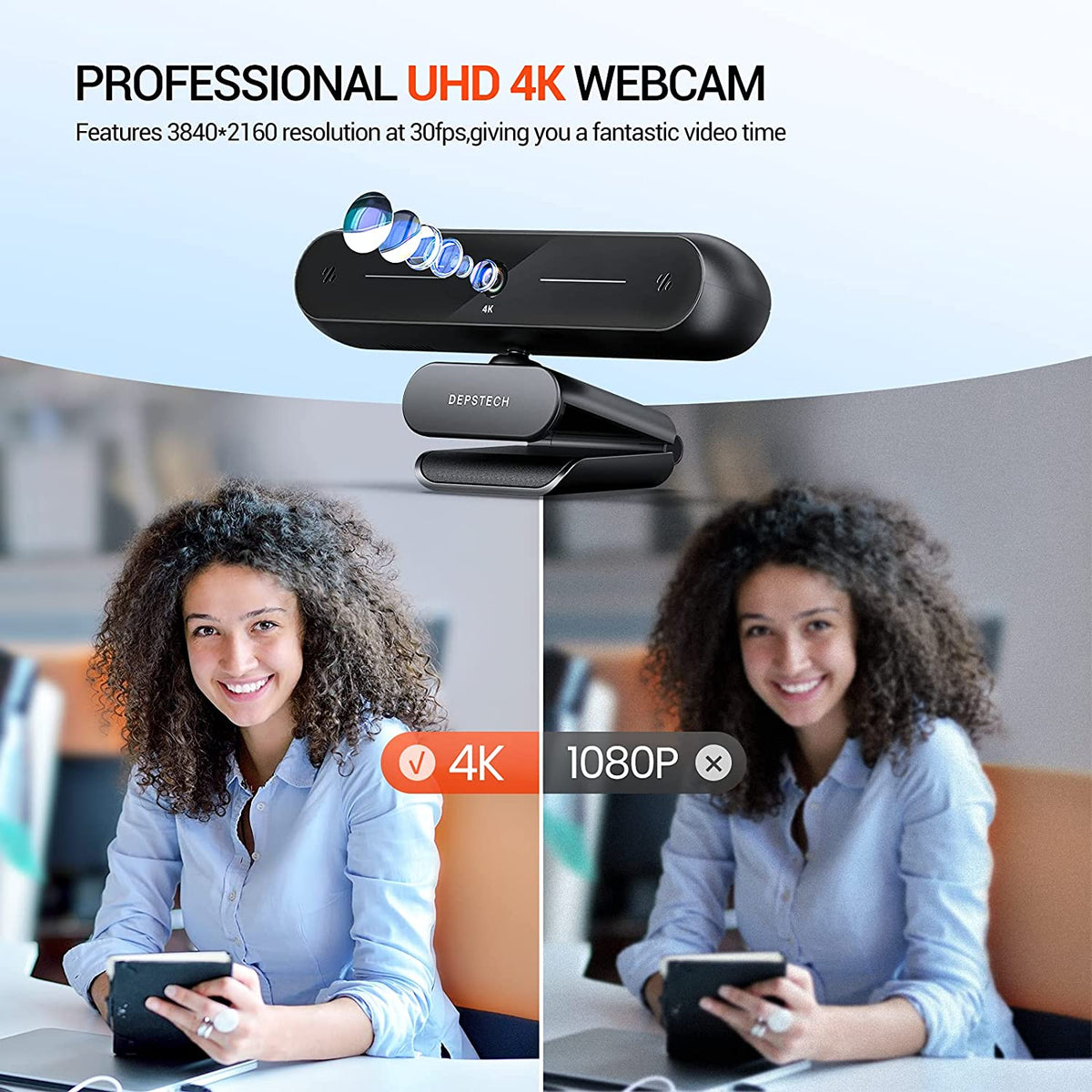 4K Webcam, Autofocus Sony HD Web Camera with Microphones – DEPSTECH