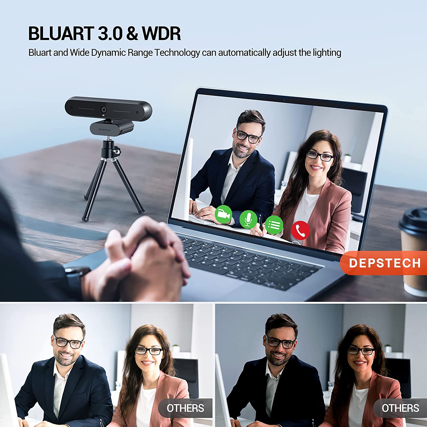 4K Webcam, Autofocus Sony HD Web Camera with Microphones – DEPSTECH