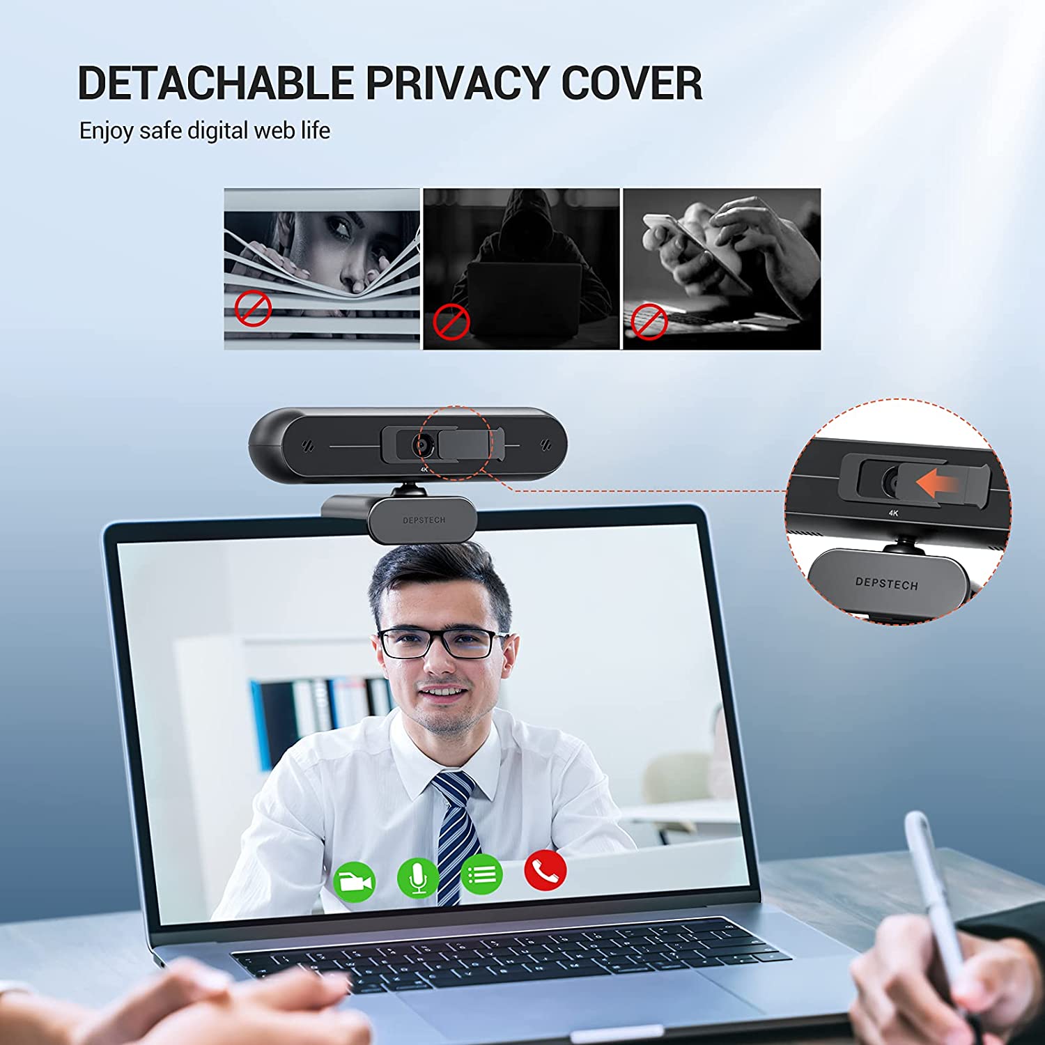 4K Webcam, Autofocus Sony HD Web Camera with Microphones – DEPSTECH
