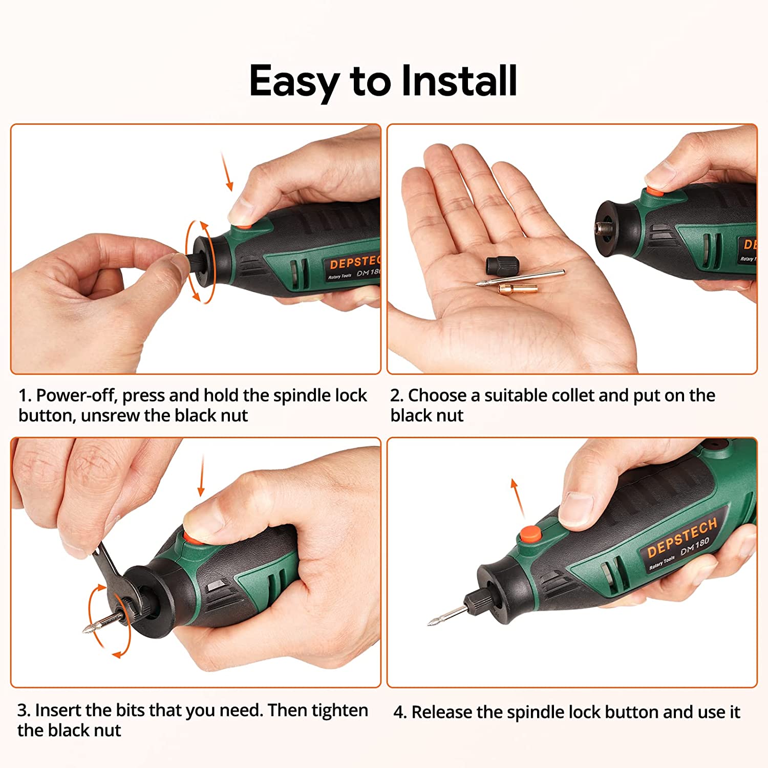 DEPSTECH 180W Corded Rotary Tool, DIY Wood Carving Tool Kit