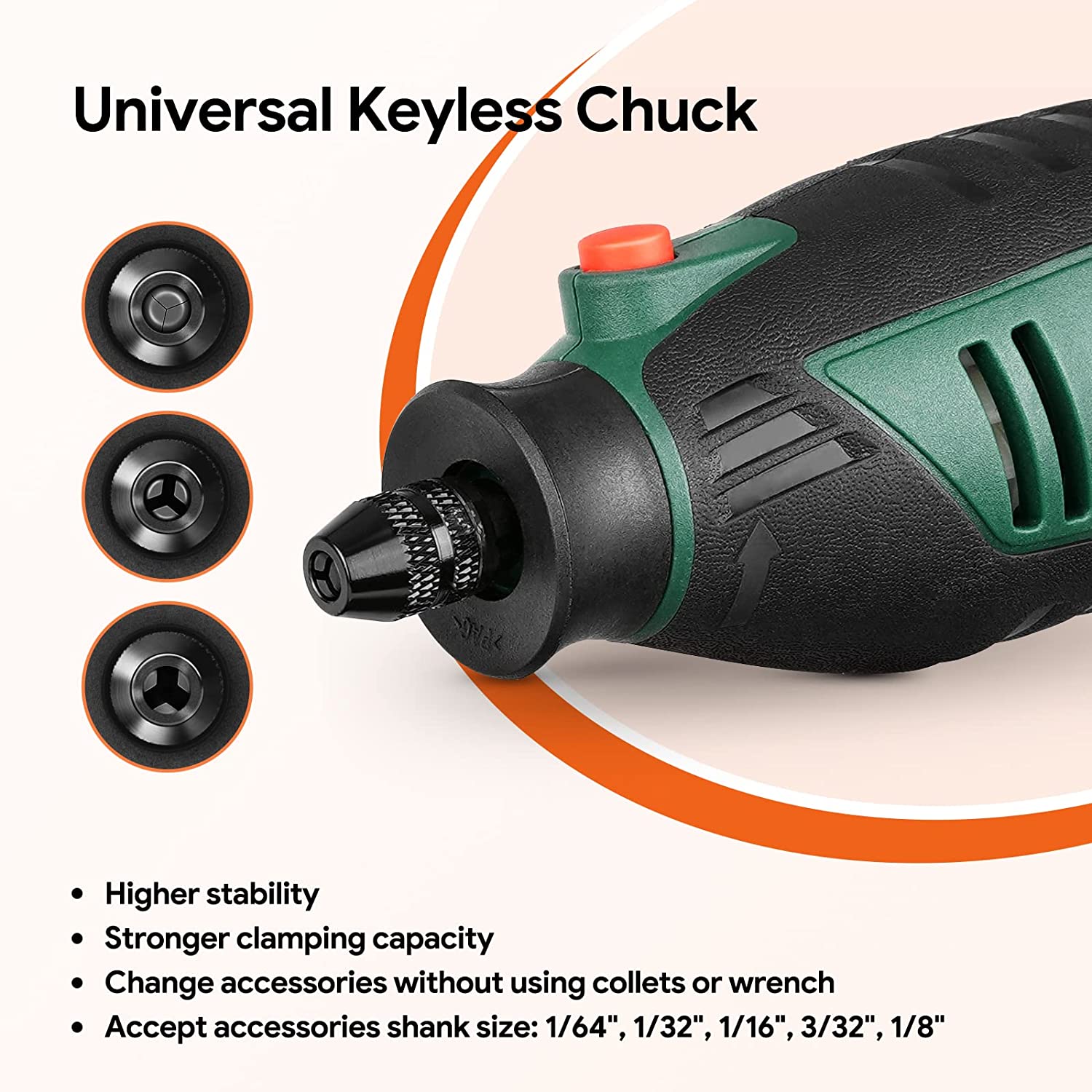 180W Corded Rotary Tool Kit, Wood Carving Tools with Keyless Chuck and Flex Shaft