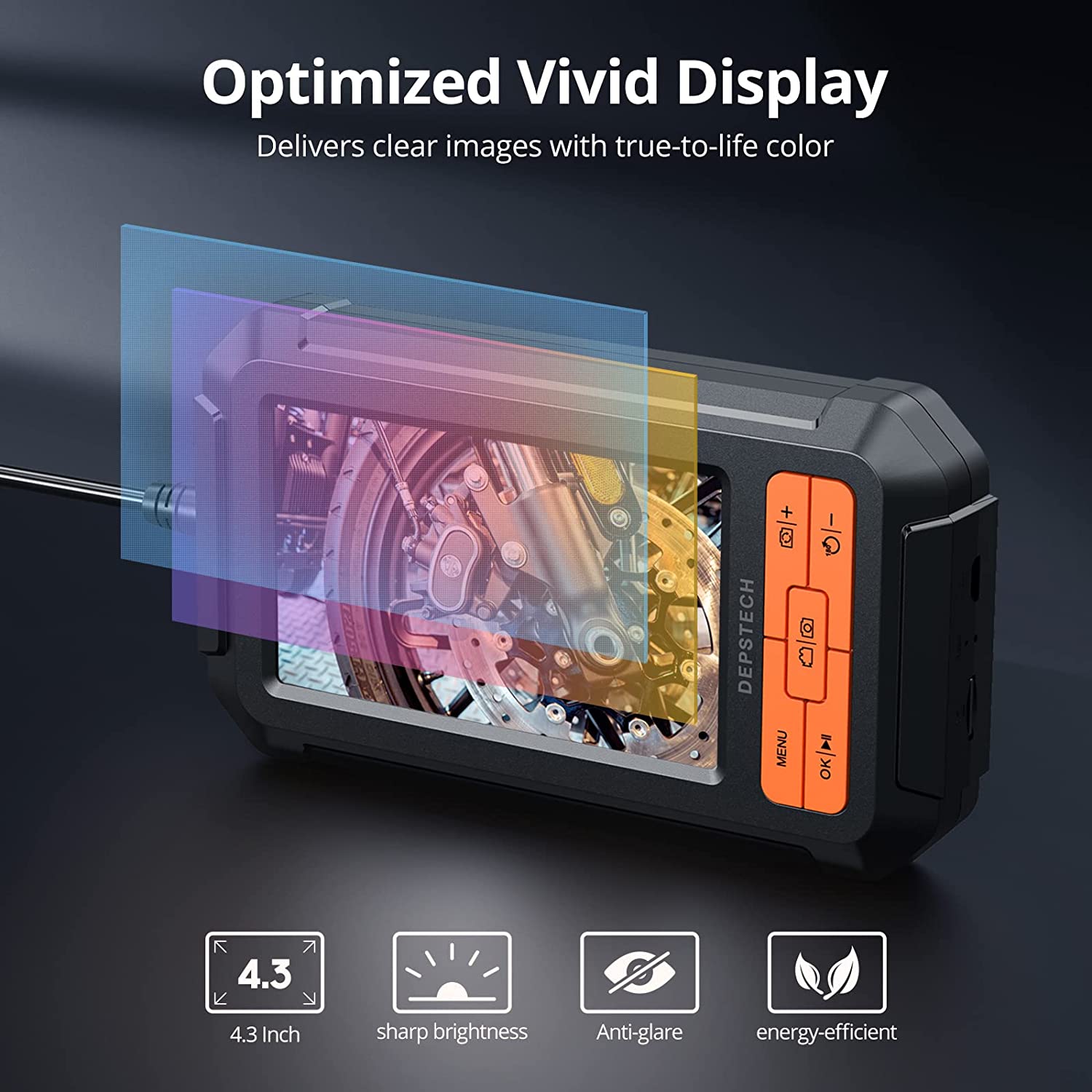 DEPSTECH DS350 1080P HD Dual Lens Endoscope with 4.3'' Split Screen