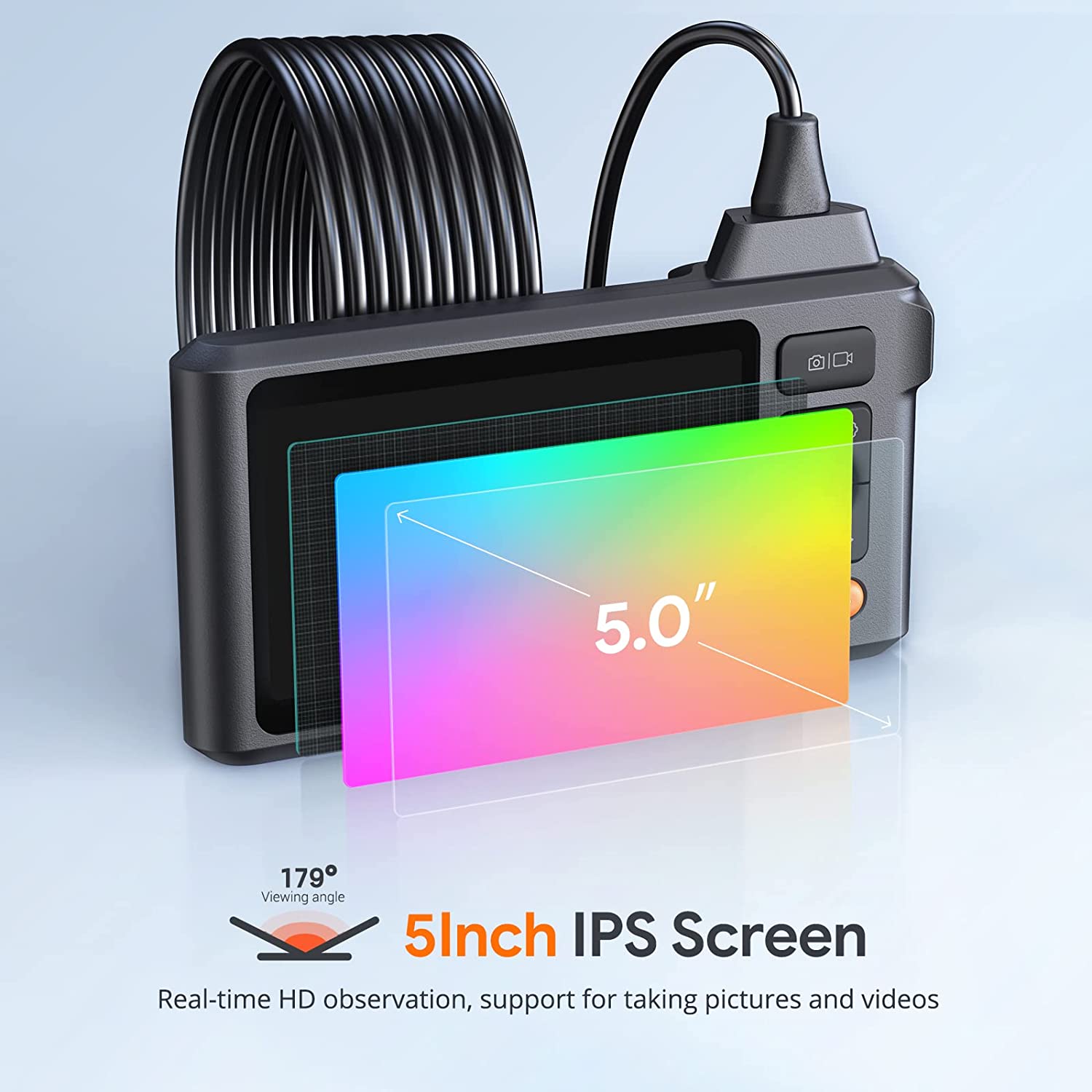 Triple Lens 1080p Borescope Inspection Camera with 5