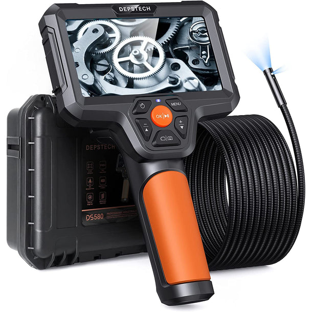 Dual Lens Borescope, 5.0MP HD Industrial Inspection Camera with 5'' IPS Screen