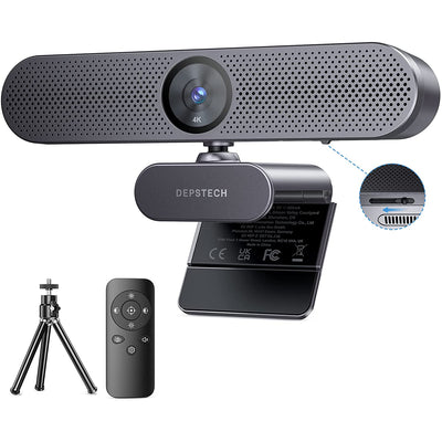 4K Webcam with Remote Control, AutoFocus 8MP Sony Sensor Web Camera