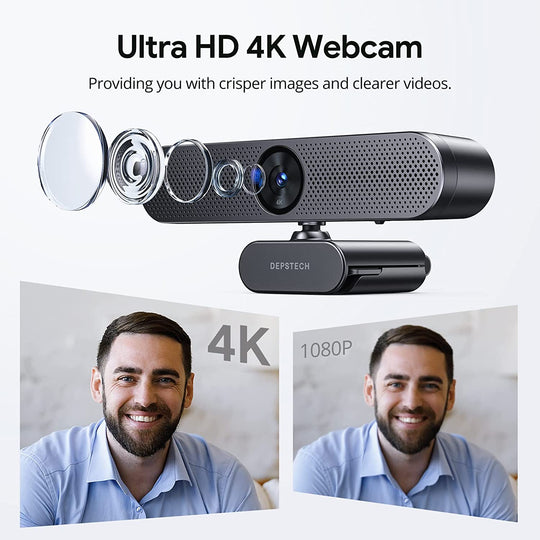 4K Webcam with Remote Control, AutoFocus 8MP Sony Sensor Web Camera