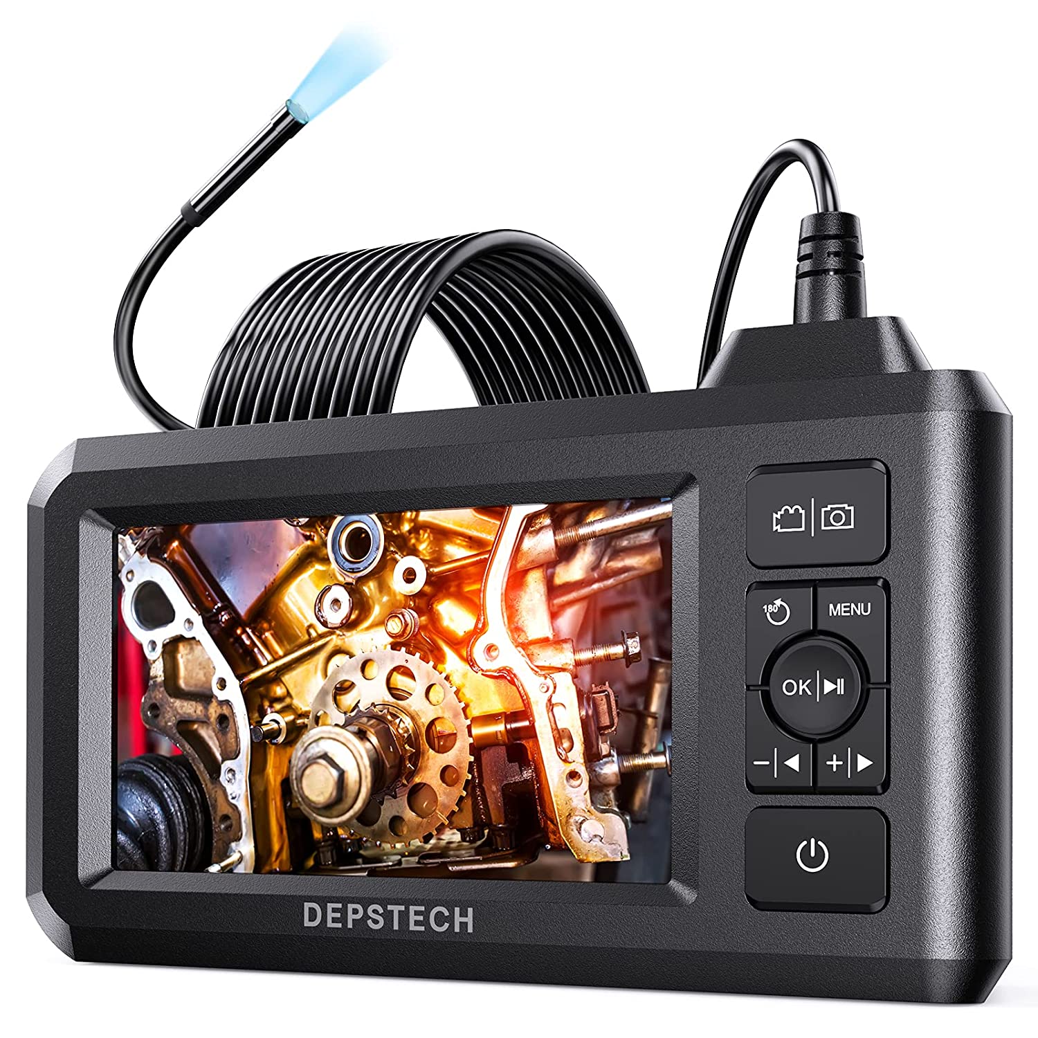 Industrial Endoscope 1080P HD Inspection Camera Borescope 4.3inch LCD  Screen 8mm
