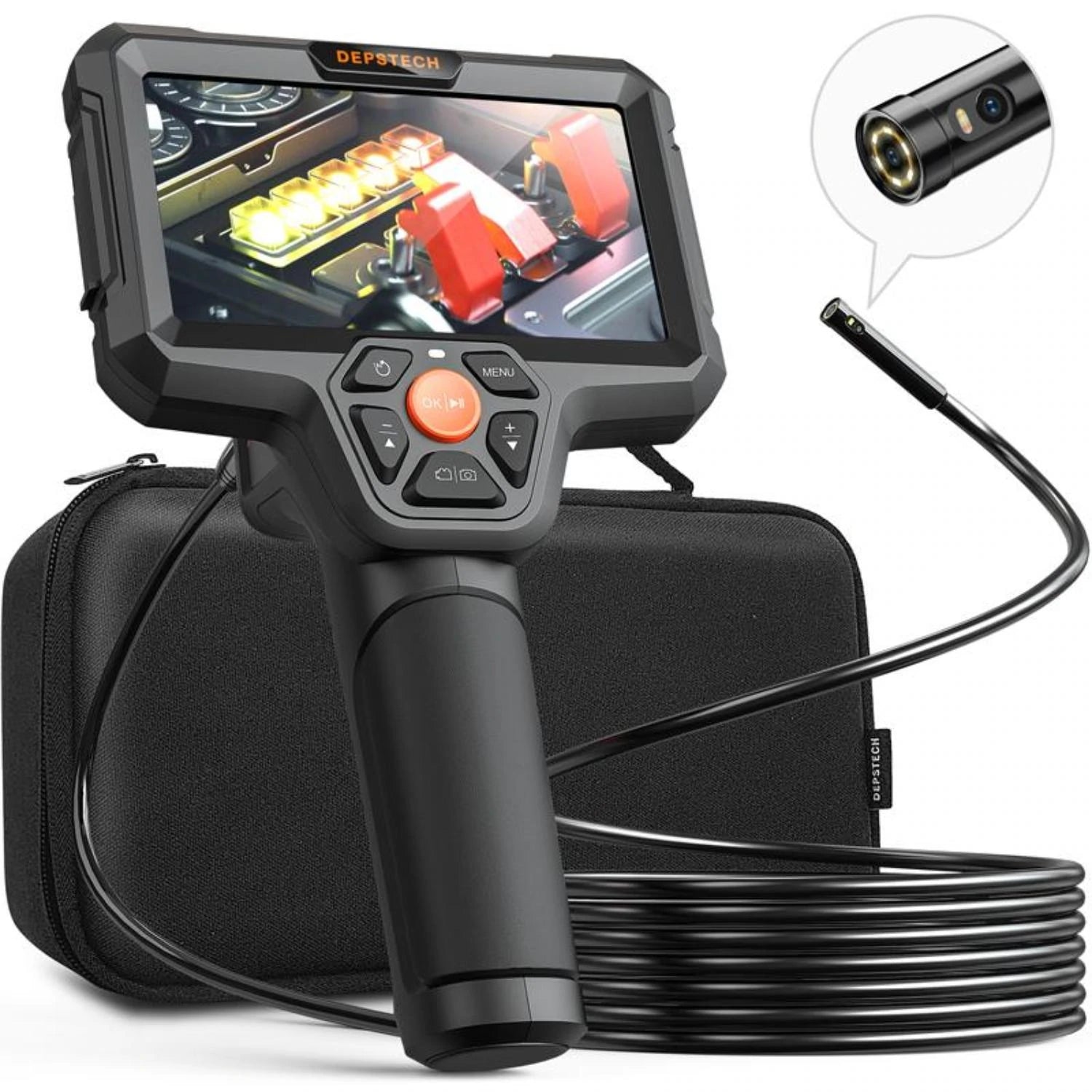 Triple Lens Endoscope with Light, Teslong 4.5inch HD Snake
