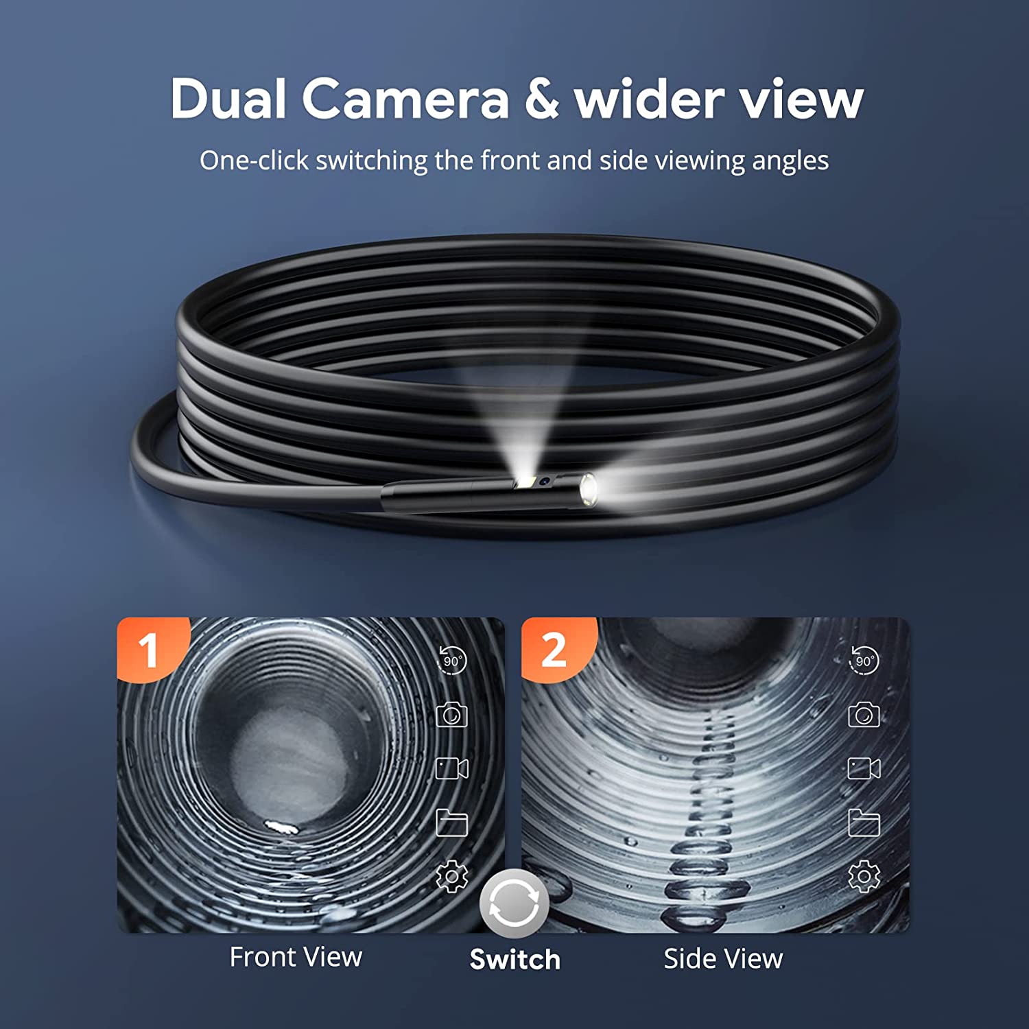 Dual Lens 1080p Wireless Endoscope Snake Camera for iPhone & Android